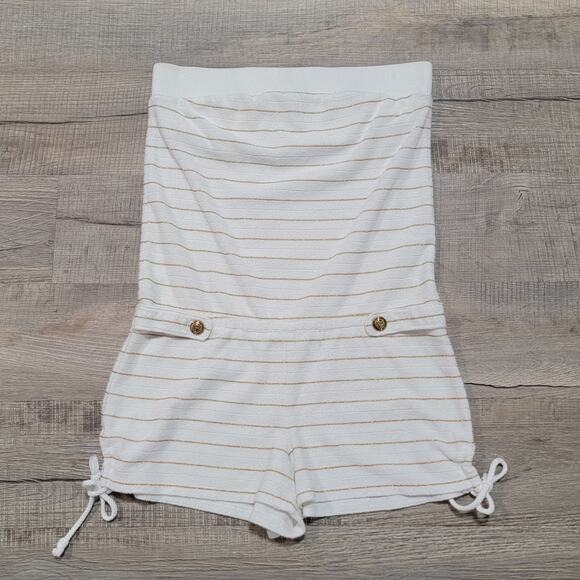 Juicy Couture Size Medium Terry Cloth Tube Top Romper White Gold Shimmer Y2K - Picture 1 of 8